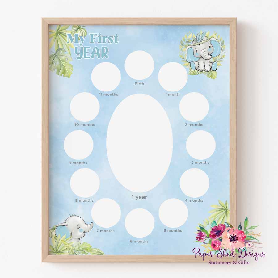 First Year Frame First Year Frame | Blue Elephant - Paper Shed Designs