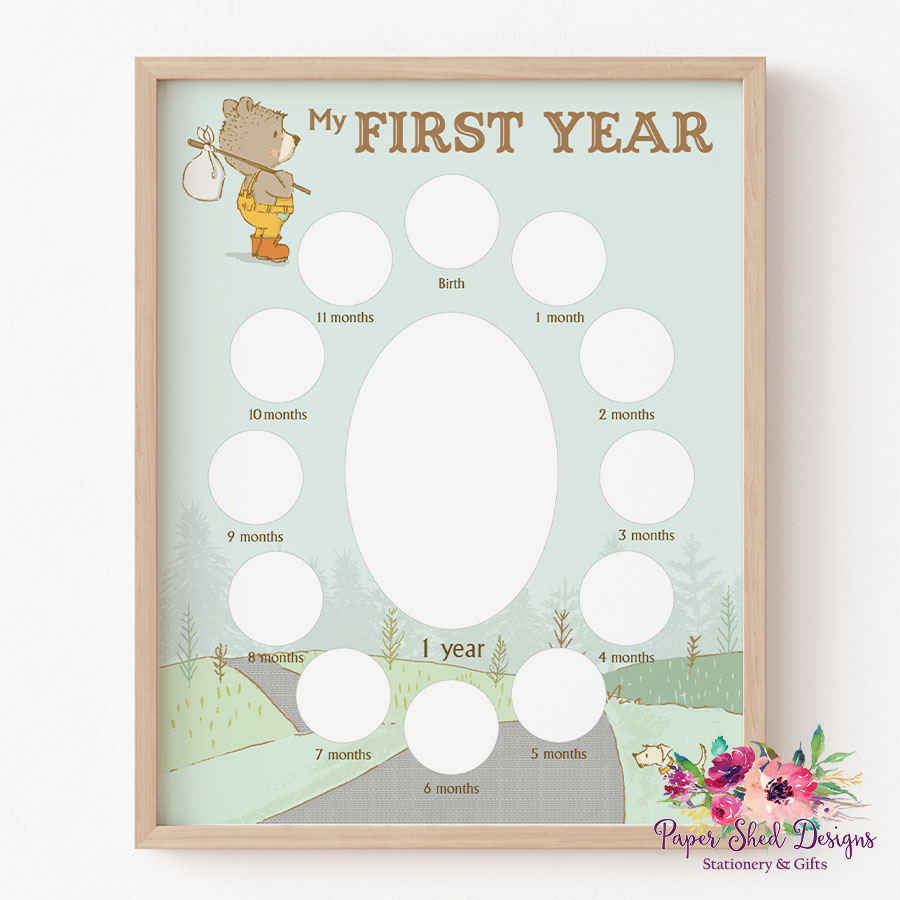 First Year Frame Bears Adventure Paper Shed Designs