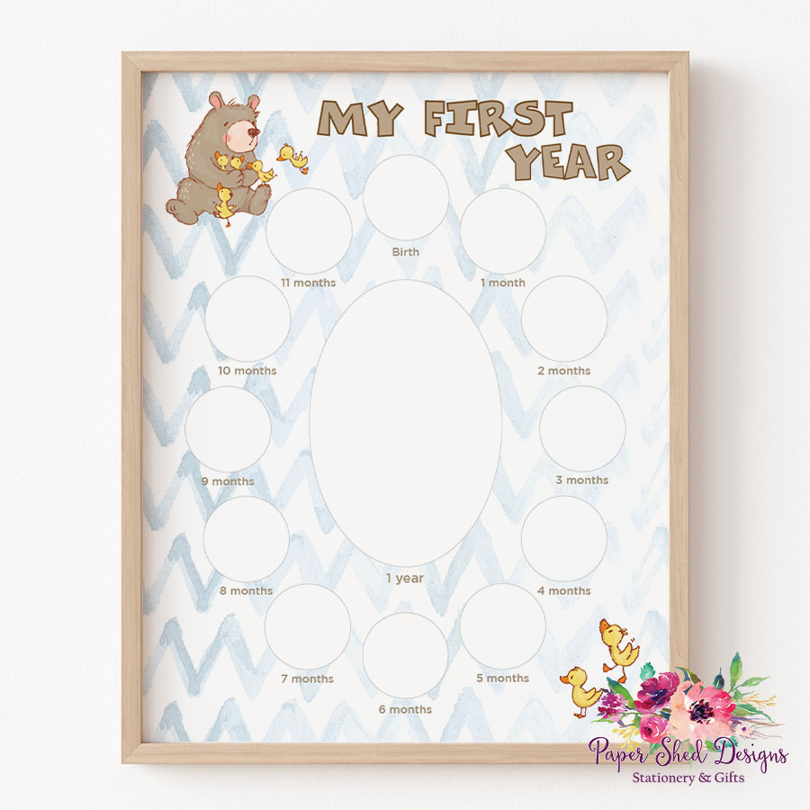 First Year Frame Bear and Friends Paper Shed Designs