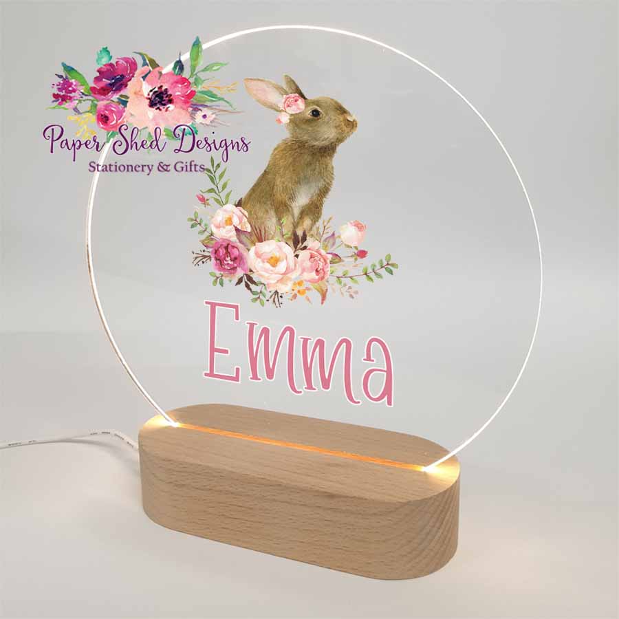 Pink Rabbit Night Light Night Light | Spring Bunny - Paper Shed Designs