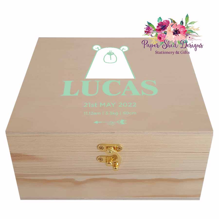 Keepsake Box | Just Bear Green - Paper Shed Designs