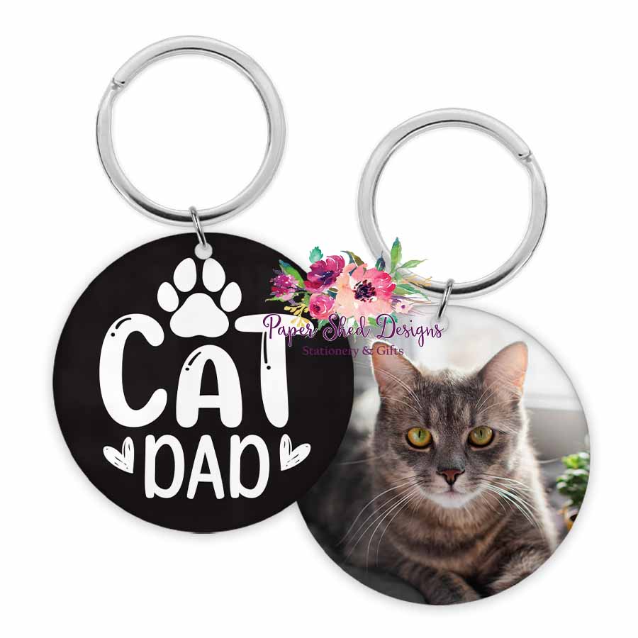 Personalised Photo Keyring | Cat Dad - Paper Shed Designs