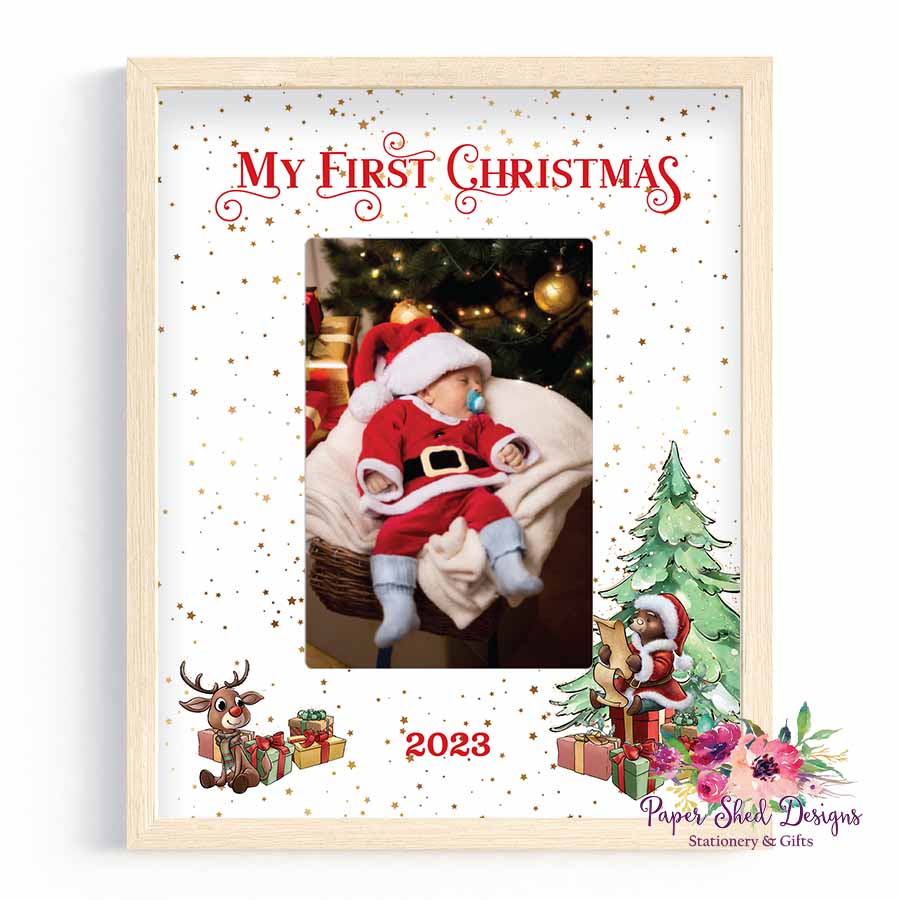 First Christmas Photo Frame Santa Bear Paper Shed Designs