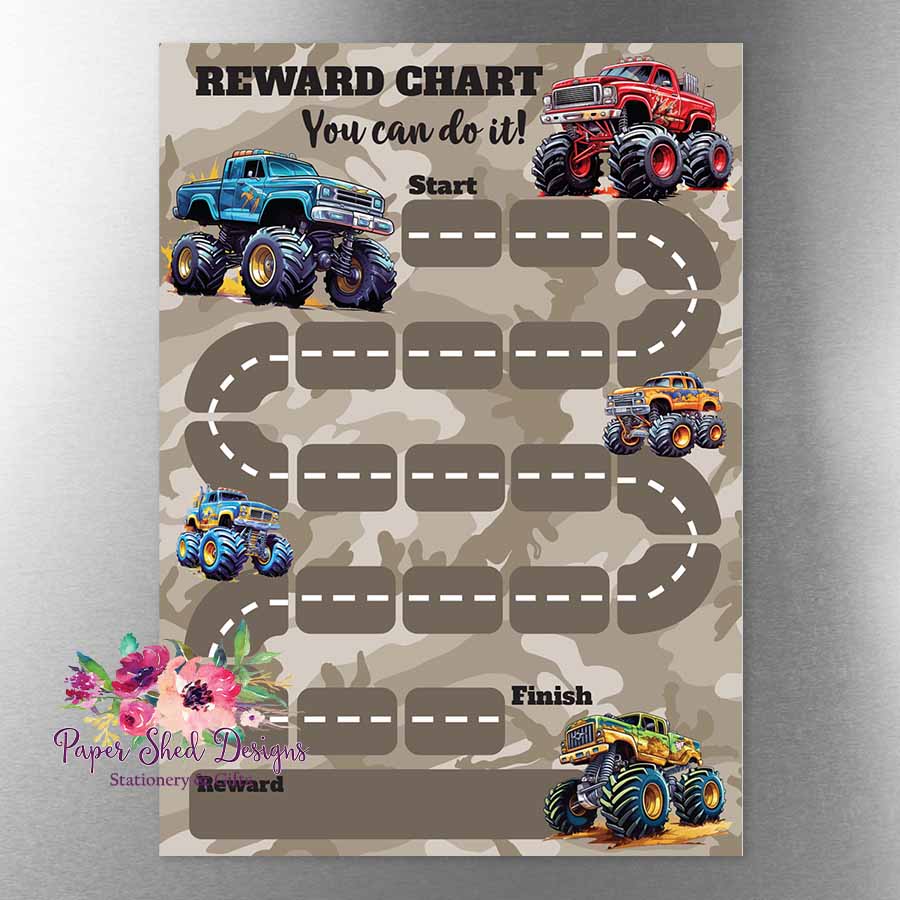 Magnetic Reward Chart | Monster Trucks - Paper Shed Designs magnetic-reward-chart-monster-trucks-paper-shed-designs