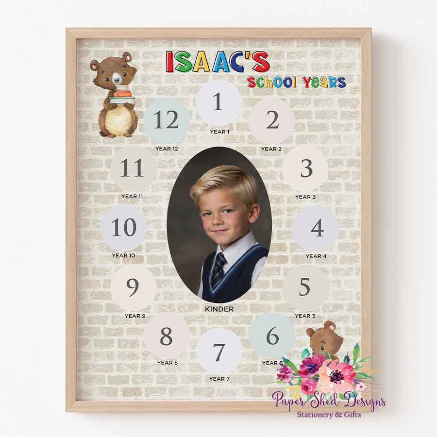 School Years Photo Frame | Bear - Bright - Paper Shed Designs