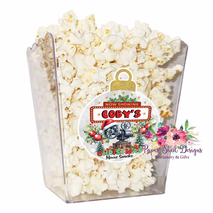 Personalised Christmas Popcorn Bucket | Movie Camera - Paper Shed Designs